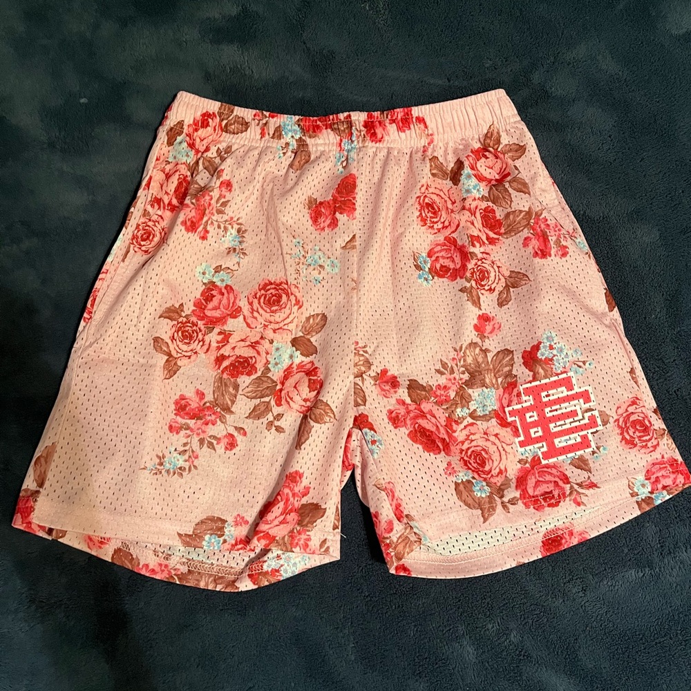 Eric Emanual Pink Flower Mesh Shorts